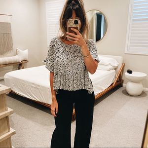 Grade + Gather Spotted Peplum Blouse